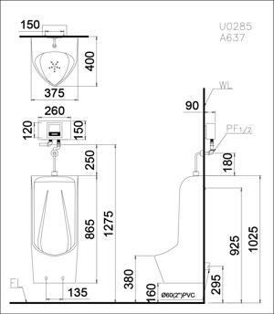 Bồn tiểu nam treo tường Caesar U0285