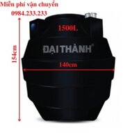 Bồn tự hoại đại thành 1500 Lít, Bể phốt, bể tự hoại đại thành bảo hành 50 năm nhựa nguyên sinh LDPE cao cấp