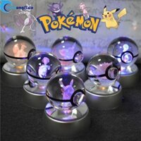 Bóng 3D FUSIONGLIDE, Gengar Mew Anime Các Bức Tượng Thủy Tinh Pikachu, Đồ Chơi Mô Hình Giáng Sinh Đế Đèn Ngủ Mewtwo Kính Điêu Khắc Trang Trí Bàn Làm Việc