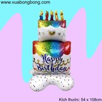 Bong bóng bánh kem HAPPY BIRTHDAY có đế đứng
