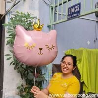 Bong bóng bay đầu mèo hồng