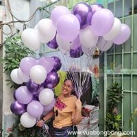 Bong bóng bay trắng tím pastel tím siêu nhũ chrome