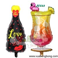 Bong bóng chai ly rượu XO topping hồng hạc nilon kiếng bạc