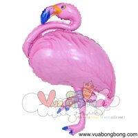 Bong bóng chim hồng hạc size trung nilon nhôm kiếng bạc