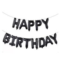 Bong bóng chữ Happy Birthday màu đen đậm