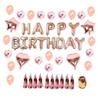 Bong bóng chữ HAPPY BIRTHDAY trang trí sinh nhật Rose Gold Full set