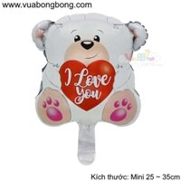 Bong bóng gấu trắng ôm tim I LOVE YOU size mini nhỏ