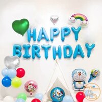 Bong bóng Happy Birthday trang trí sinh nhật thôi nôi mẫu doraemon cho các bé - Quà tặng sinh nhật cho bé