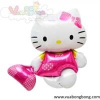 Bong bóng mèo Hello Kitty cầm túi xách nilon nhôm kiếng bạc
