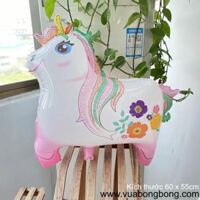 Bong bóng ngựa một sừng trắng in hoa oxi bán dạo