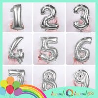 Bong bóng số trang trí tiệc xinh 0-9 size lớn chọn màu - Bạc - Số 7