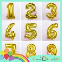 Bong bóng số trang trí tiệc xinh 0-9 size lớn chọn màu - Vàng - Số 8