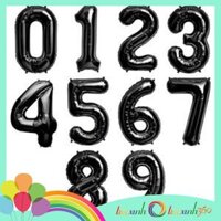 Bong bóng số trang trí tiệc xinh 0-9 size lớn chọn màu - Đen - Số 4