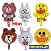 Bong bóng thỏ cony gấu brown vịt sally nguyên con, đầu size mini nilon nhôm kiếng bạc