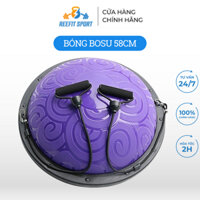 Bóng Bosu thăng bằng tập thể lực 58cm bóng cân bằng,Yoga ball siêu dày chống nổ có dây band kháng lực - kèm bơm bóng