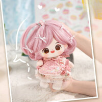 Bông búp bê Tóc Giả 20cm màu Nâu và hồng nhạt [không chải chuốt hoặc cắt tỉa]