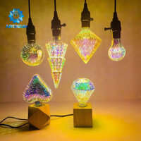 Bóng đèn 3w 3D hình ngôi sao, cây thông, trái tim, hình cầu trang trí tểt, noen siêu HOT 2025