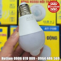Bóng đèn cảm ứng led ATA 07W (Bóng LED tiết kiệm điện siêu sáng)(tự động bật tắt đèn khi có người và khu vực tối(thiếu ánh sáng)