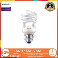 BÓNG ĐÈN HUỲNH QUANG COMPACT PHILIPS TORNADO 12W E27 DẠNG XOẮN ( TIẾT KIỆM ĐIỆN NĂNG - TĂNG CƯỜNG ĐỘ SÁNG - 2 MÀU ÁNH SÁNG LỰA CHỌN TRẮNG VÀ VÀNG )