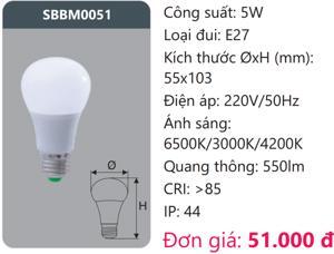 Bóng đèn led bulb đổi màu 5W SBBM0051 Duhal