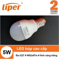 Bóng đèn LED bulb tròn 5W ánh sáng trắng/vàng đui xoáy E27 LIPER LPQP5CLED-01