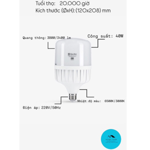 Bóng đèn LED Bulb trụ Rạng Đông TR120N1/40W.H