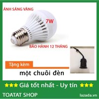 Bóng đèn led cầu 7w ánh sáng vàng - tặng kèm chuôi đèn