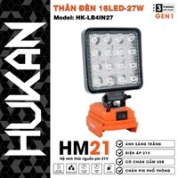 Bóng Đèn Led Dùng Pin HUKAN HK-LB4IN27, 27W - Có 2 Cổng USB Sạc Điện Thoại - Chân Pin Phổ Thông mkt