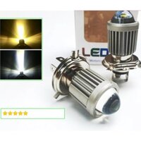 Bóng đèn LED H4 bi cầu sáng pha trắng cos vàng dành cho xe máy sài bóng 3 chân,  Bảo Hành Toàn Quốc 1 đổi 1
