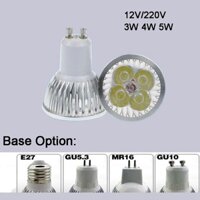 Bóng đèn LED nhôm Đèn cốc E27 E14 MR16 GU5.3 GU10 AC 220V AC / DC 12V 3W 4W 5W Đèn pha độ sáng cao