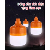 Bóng đèn led sạc pin tích điện 80W, 150W, 200W 300W nạp bằng cáp usb dùng được 6 đến 8 giờ, 3 chế độ sáng
