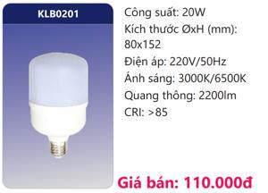Bóng đèn Led thân nhôm bọc nhựa dẫn nhiệt 20W Duhal KLB0201