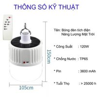 Bóng đèn Led tích điện năng lượng mặt trời 120W điều khiển từ xa