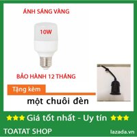 Bóng đèn led trụ 10w ánh sáng vàng - tặng kèm chuôi đèn