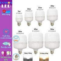 Bóng đèn Led trụ 5w 10w 15w 20w 30w 40w 50w bup trụ bulb siêu sáng tiết kiệm điện kín chống nước Posson LC-5-50x - 10w Sáng trắng