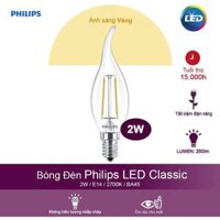 Bóng Đèn Philips LED Classic 2W 2700K E14 BA35 – Ánh Sáng Vàng