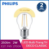 Bóng đèn Philips LED Classic 2W 2700K E27 P45 LazadaMall