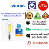 Bóng đèn Philips LEDClassic 4W/ 6W E14 830 CL ND CN