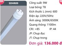 BÓNG ĐÈN TUÝP LED THÂN NHÔM DUHAL SDHR09 ( 6 TẤC / 9W )