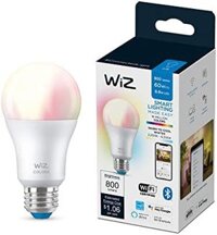Bóng đèn WiFi thông minh WiZ Connected Color 60W A19, có 16 triệu màu, tương thích với Alexa và Google Home Assistant, không cần Hub, 1 bóng đèn