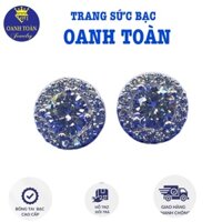 Bông Halo chui đẩy hột chủ 5li bạc thật 925 xi vàng trắng đơn giản thanh lịch. shop TIỆM BẠC OANH TOÀN
