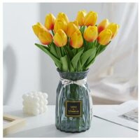 Bông Hoa Tulip Nhân Tạo Trang Trí Đẹp Mắt hoa giả decor trang tri nha lo hoa gia đe ban H02 - H02 Cam,Lá thẳng