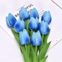 Bông Hoa Tulip Nhân Tạo Trang Trí Đẹp Mắt hoa giả decor trang tri nha lo hoa gia đe ban H02 - H02 Xanh,Lá xoăn