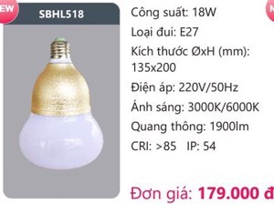 Bóng led công suất cao Duhal SBHL518 - 18W