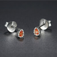 Bông tai bạc 925 mạ vàng hồng đá hổ phách phong thủy may mắn udumbara