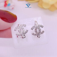 Bông tai bạc  Bông tai chữ x bạc ta đính đá trắng nhỏ xinh cho bé Van Jewelry V10656