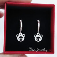 Bông tai bạc Bông tua Gấu trắng xinh cho bé Van jewelry