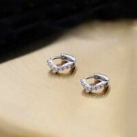 Bông tai bạc cách điệu nạm đá cá tính - Khuyên tai bạc Anh Thư