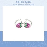Bông tai bạc cho bé - Khuyên tai dâu tây trẻ em khoá bấm xinh xắn chuẩn bạc ta PANSY