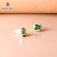 Bông tai bạc đính đá Diopside mẫu NQBT0079 - Ngọc Quý